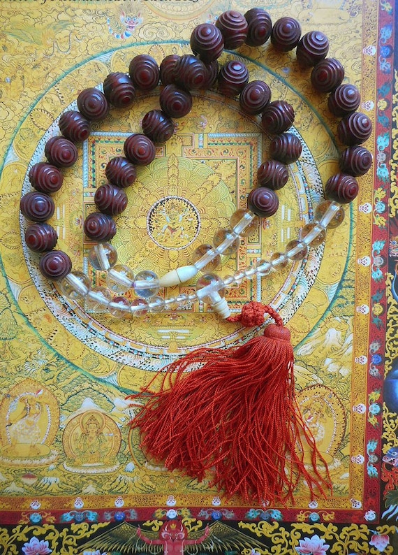 Antique carved wood and collectible prayer beads P