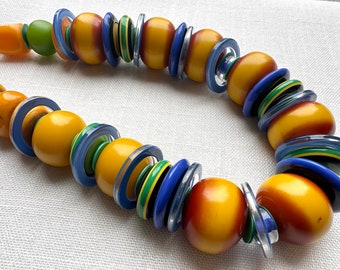 Big Color necklace, In your face bold tropical shades
