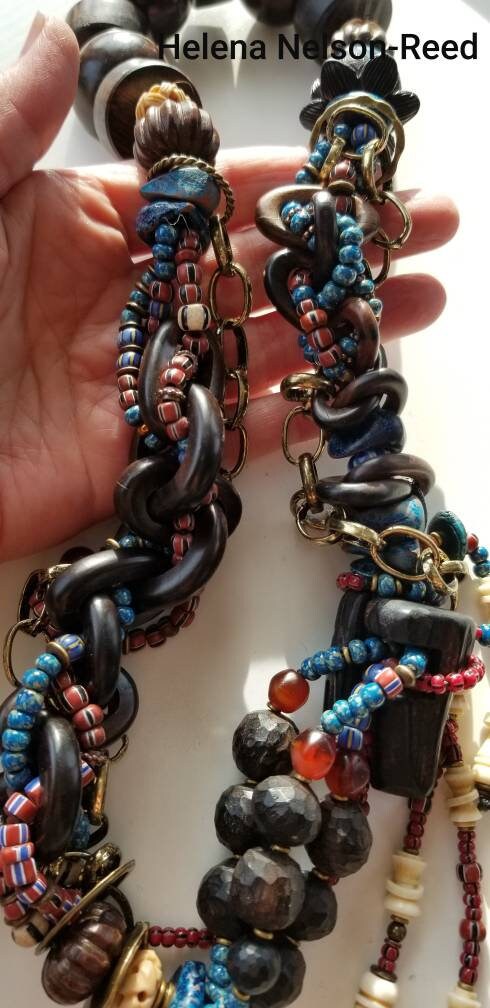 Tribal boho statement necklace rich color art to wear | Etsy