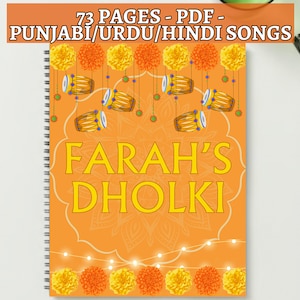 Mehndi Dholki Songs Lyrics Booklet Customizable Template Printable Desi Wedding Mayoun Book Punjabi Pakistani Indian Bollywood Songs Digital