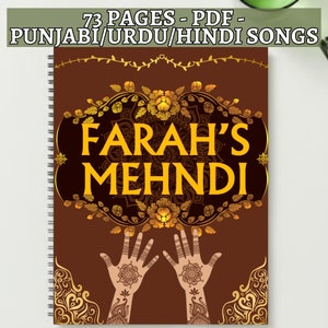 Mehndi Songs Lyrics Booklet Customizable Template, Printable Desi Wedding Mayoun Book PDF Punjabi Pakistani Indian Bollywood Songs Digital