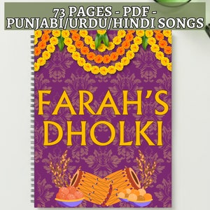 Mehndi Dholki Songs Lyrics Booklet Customizable Template Printable Desi Wedding Mayoun Book Punjabi Pakistani Indian Bollywood Songs Digital