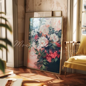 Mockup de pôster de reflexão de vidro | Mockup de moldura de madeira no chão | Mockup de interior de sala de estar | Mockup de moldura elegante PSD Smart Object