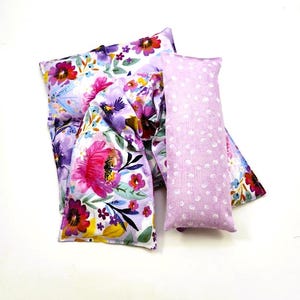 Gift Set-Heat Packs-Reusable Pain Relief Kit-Relaxation-Microwavable Heat Pads-Self Care- Aromatherapy-Purple Floral-Gift for Her