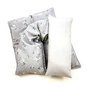 Neck/Back/Eye Pillow Pain Relief Gift Set-Relaxation-Microwavable Heat Pads-Self Care Pain Relief-Aromatherapy- Gray Floral-Gift Ideas