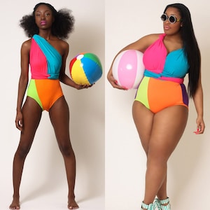 Bright Delight Convertible Swimsuit S M L 1X 2X 3X/ Wrap Swimsuit/ Plus Sizes