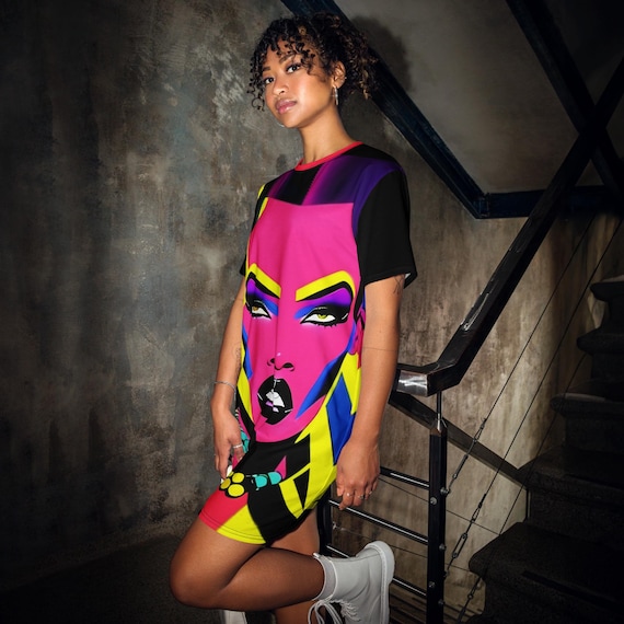 neon shirt dress Neon Queen T-shirt Dress