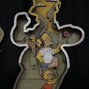 Simpsons Bart Marge Homer Scene Wooden Wall Art