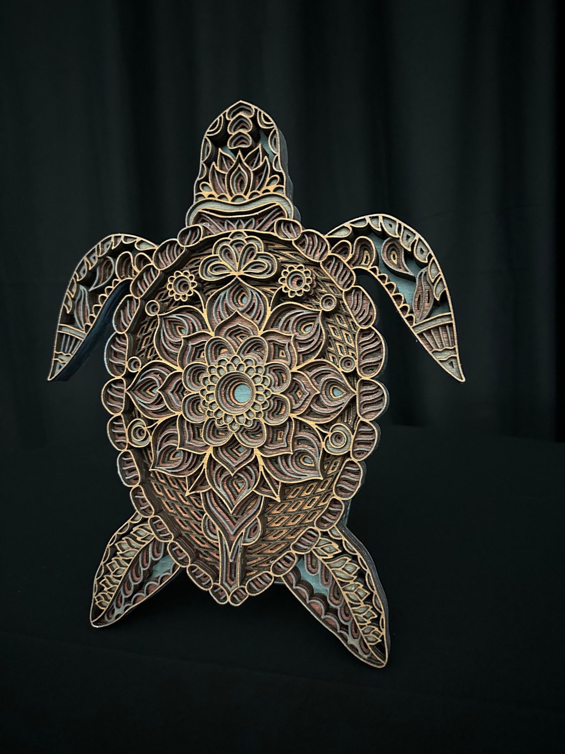 Sea Turtle Mandala Layered Wood Wall Art - Etsy