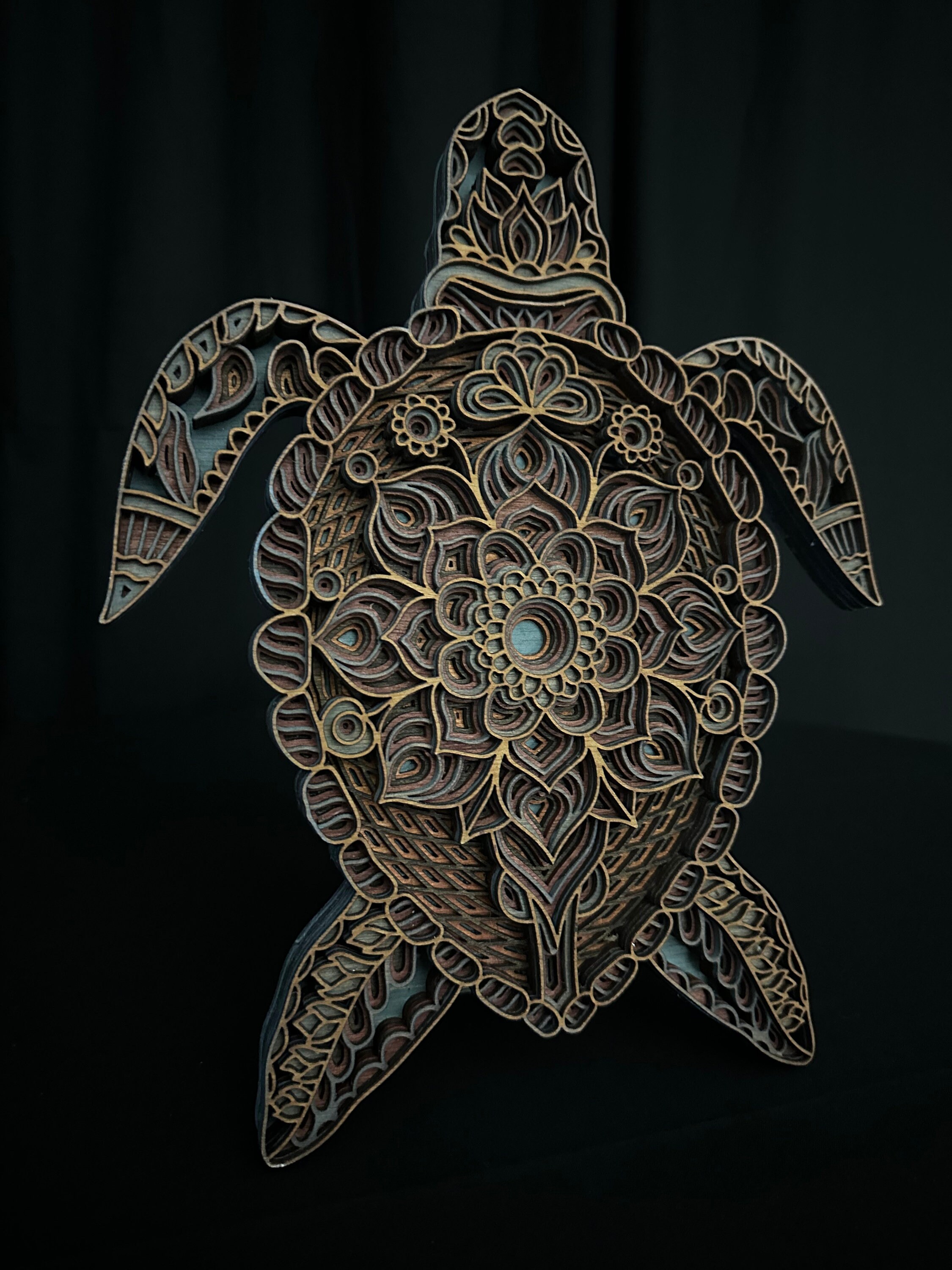 Sea Turtle Mandala Layered Wood Wall Art - Etsy