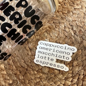 Cappuccino américain macchiato latte expresso | Autocollant imperméable en vinyle | autocollant cappuccino | Latté | autocollant café | Sticker esthétique