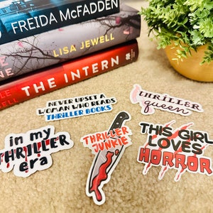 Thriller Book Stickers |  Bookish Sticker Pack | Thriller Stickers | Horror Reader | Horror Book Lover | Sticker Bundle | Bookish Stickers
