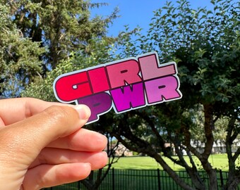 Girl Power sticker waterdicht vinyl | Holografische sticker | Leuke schoolse stickers | Esthetische stickers voor Kindle | Boekachtig | Girlpower