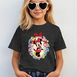 T-shirt pour enfant Minnie Mouse, T-shirt pour tout-petit Disney Minnie Head, joli body bébé Minnie, chemise de voyage Disney pour fille, cadeau Disney image 4