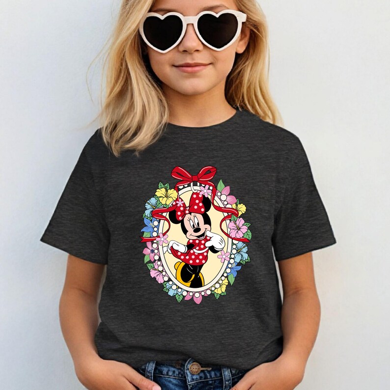 T-shirt pour enfant Minnie Mouse, T-shirt pour tout-petit Disney Minnie Head, joli body bébé Minnie, chemise de voyage Disney pour fille, cadeau Disney image 4