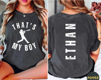 Custom That's My Boy Baseball Mom Shirt, Personalized Gift for Mom Dad, Cute Baseball Mom Sweatshirt, Baseball Mom Shirt