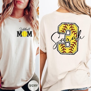 Personalized Softball Mom Shirt, Gift for mom, Custom Name and Number Softball mom Shirt, Customized Softball Mom Shirt, Gift for mom