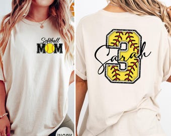 Personalized Softball Mom Shirt, Gift for mom, Custom Name and Number Softball mom Shirt, Customized Softball Mom Shirt, Gift for mom
