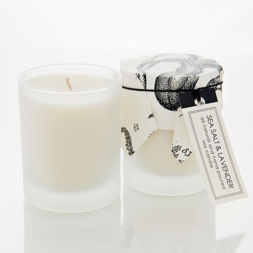 Sea Salt & Lavender Candle in Frosted Glass