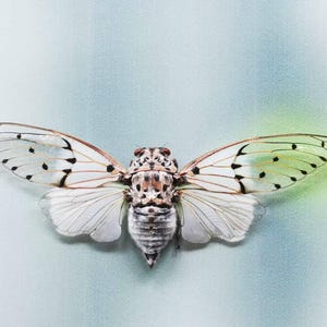 Auténtica cigarra fantasma (Ayuthia spectabilis): insecto real montado, alas extendidas, ejemplar A1 para arte, exhibición o estudio.