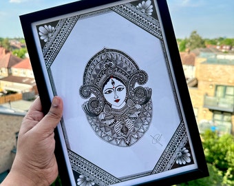 Handmade Goddess Durga Maa Mandala Art.