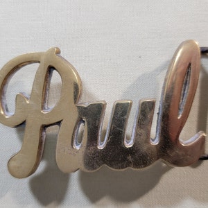 Vintage Belt Buckle, "Paul", Solid Brass