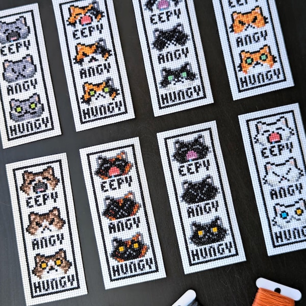 Cat Bookmarks Cross Stitch Pattern, Pixel Art Project (Digital PDF)