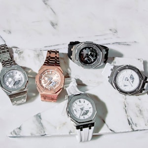 Casio GA-2100 G-Shock Watch – Metal Case & Rubber Strap Mod – Brick Dial bild 5