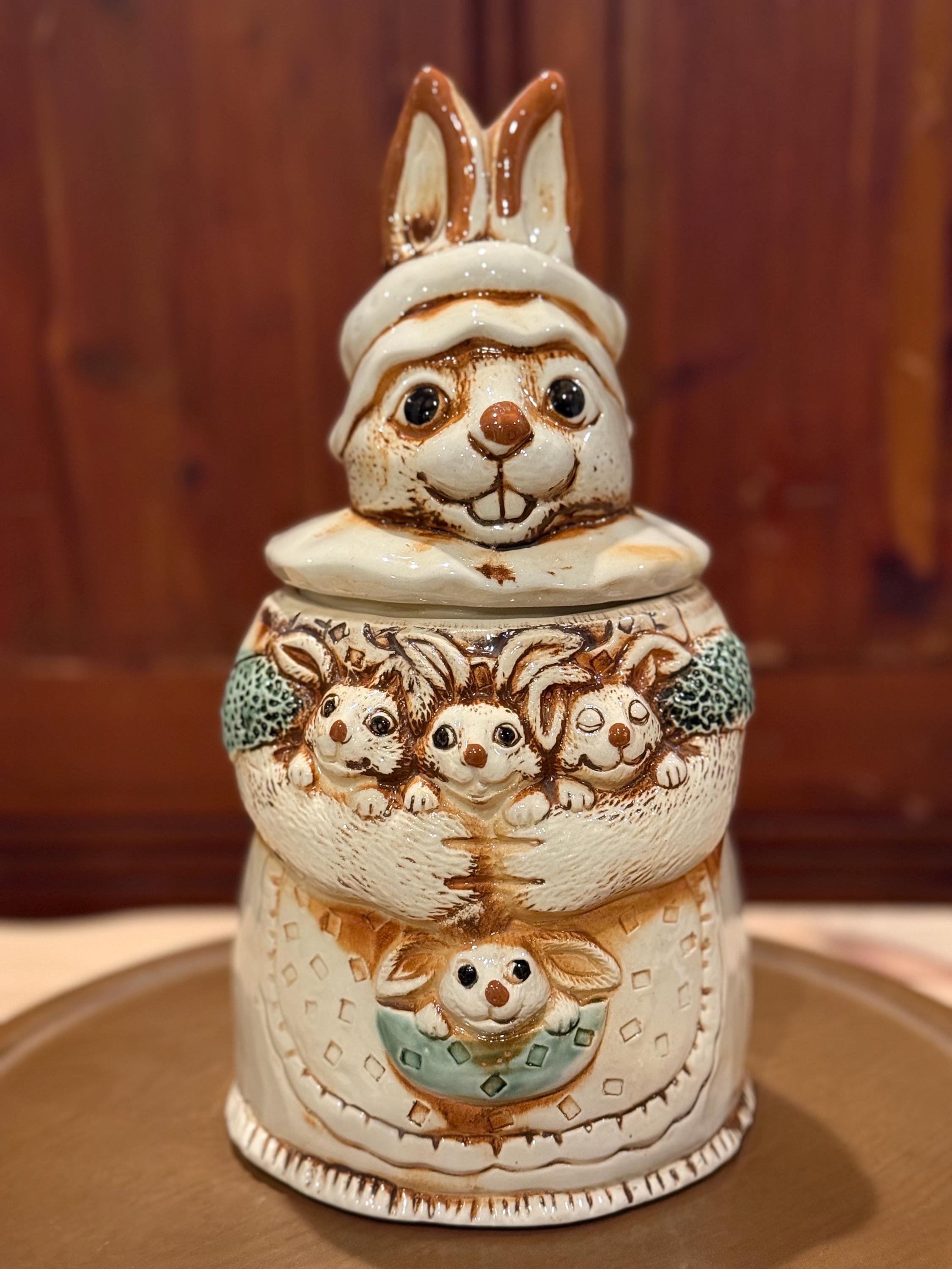Mother Rabbit Cookie Jar Vintage Cottage Core - Etsy