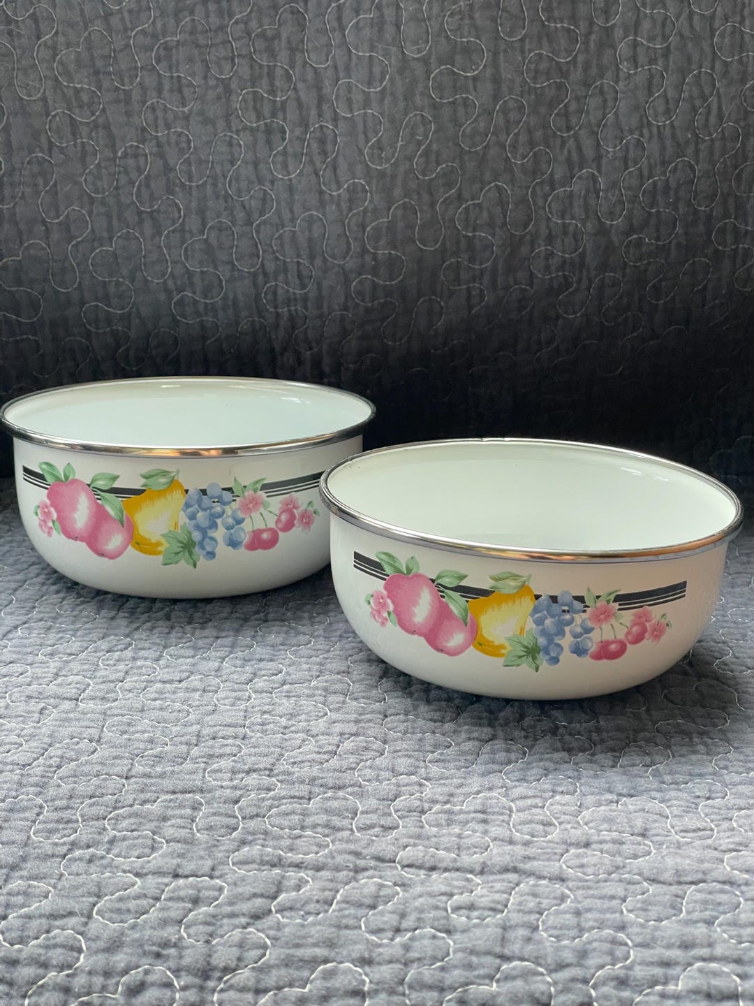 Vintage Enamel Fruit Nesting Bowls - GMI Set of 2 - Etsy