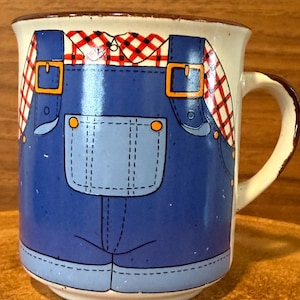 Vintage Farmer Overalls Mug, Carol Wright 8oz Coffee Cup