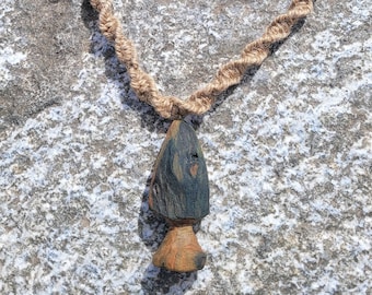 Handmade Mushroom necklace whittled from Green Elf Cup Wood