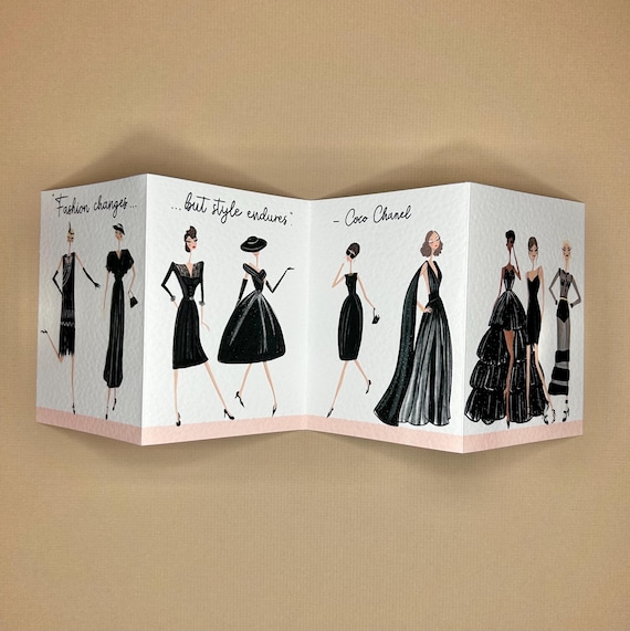 Stylish birthday card,Vintage fashion,Fashion lover card,Retro fashion print,Elegant print,Fashion history,Little black dress,Vintage prints