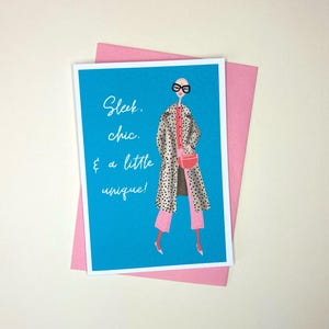 Fashion Illustration Grußkarte - Stilvolle schicke Geburtstagskarte, Luxus Designer inspirierte Karte, High Fashion Art, stilvolles Geschenk für Sie