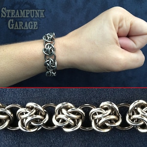 Four Winds Chain - TITANIUM or Stainless STEEL Bracelet - LARGE 14swg - Silver Chainmaille Jewelry - Custom Necklace, Wallet Chain, Key Fob