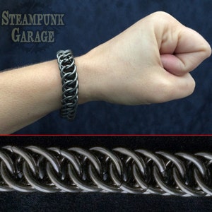 Pulsera de titanio negra con cadena 4 en 1 de media persa, talla grande 14 swg, joyería de malla personalizada, collar exclusivo, cadena para billetera y llavero