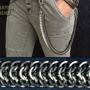 Square Steel Wallet or Key Chain HEAVY DUTY Chainmaille Interwoven 4 in 1 Pattern image 1