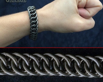 Half-Persian 4-in-1 Chain - Black TITANIUM Bracelet - LARGE 14swg - Custom Chainmaille Jewelry - Unique Necklace, Wallet Chain, Key Fob