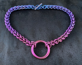 TITANIUM JPL3 spiral weave - Jens Pind Linkage - 14swg thick HEAVY DUTY Chainmaille Collar