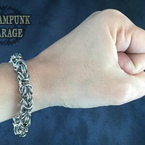 Byzantine Stainless or Titanium Classic Chainmaille Bracelet Kings Chain Etruscan Chain image 6