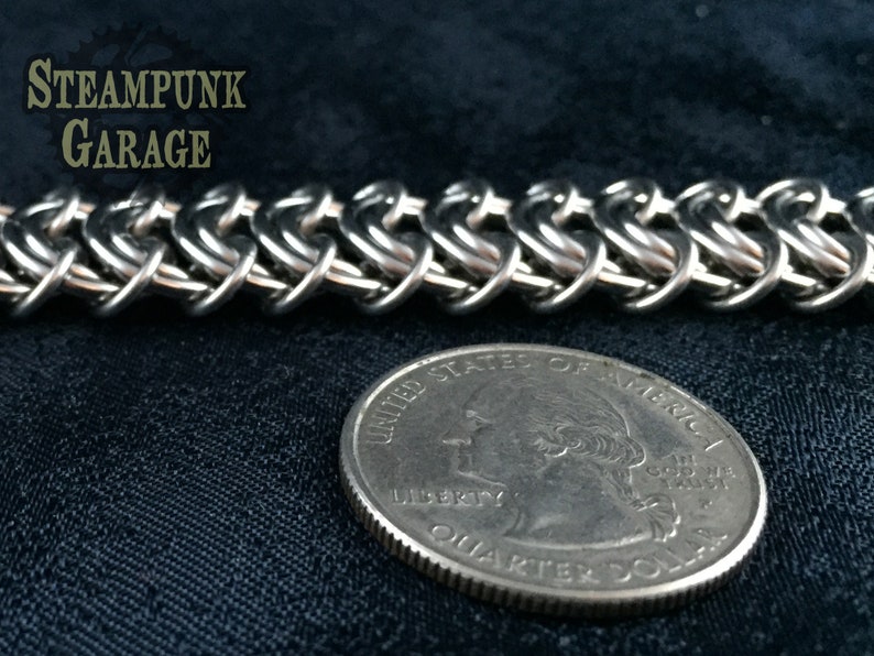 Vertebrae Bracelet Mens HEAVY DUTY Metal Chainmaille Jewelry Steel or Titanium Show Your Backbone image 5
