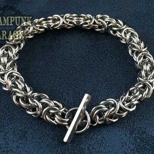 Byzantine Stainless or Titanium Classic Chainmaille Bracelet Kings Chain Etruscan Chain image 2