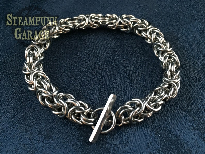 Byzantine Stainless or Titanium Classic Chainmaille Bracelet Kings Chain Etruscan Chain image 2