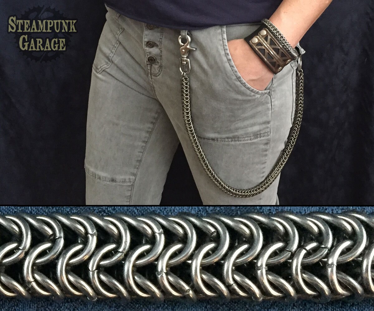 Handmade Wallet Chain - Extreme Heavy Duty - Square Wire Stainless Steel by  Steampunk Garage