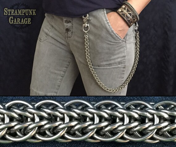 THICK Niflheimr Weave Stainless Steel or Titanium Wallet Chain NEW Modern Weave Pattern Etsy
