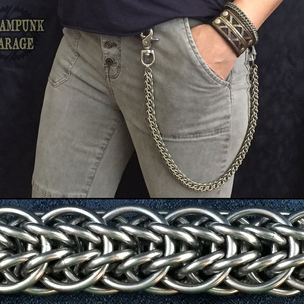 THICK Niflheimr Weave - Stainless Steel or Titanium Wallet chain!  NEW Modern Weave Pattern!