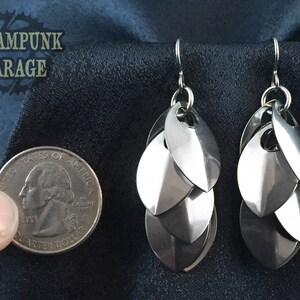 Titanium or Steel Shaggy Dragon Scales Armor Plate Earrings Stainless Steel with Allergy-free Titanium Hooks image 2