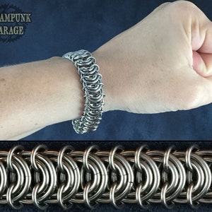 Vertebrae Bracelet Mens HEAVY DUTY Metal Chainmaille Jewelry Steel or Titanium Show Your Backbone image 1