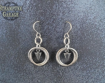 Edgy Stainless Steel Mobius Earrings - Stylish Stainless Steel Chainmaille Jewelry Set - Perfect Gift for Her - Custom Necklace Option