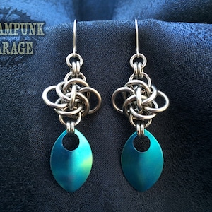 Intricate Dragon Scalemaille Earrings - Celtic Persephone Design - Titanium Chainmaille Artistry - Gift of Handcrafted Elegance